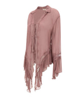BLUMARINE Blusa asimmetrica in crêpe de Chine e pizzo Pink Donna 