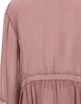 BLUMARINE Blusa asimmetrica in crêpe de Chine e pizzo Pink Donna 