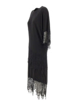 BLUMARINE Abito in jersey con balze in pizzo Chantilly BLACK Donna 