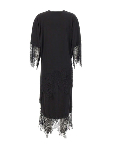 BLUMARINE Abito in jersey con balze in pizzo Chantilly BLACK Donna 