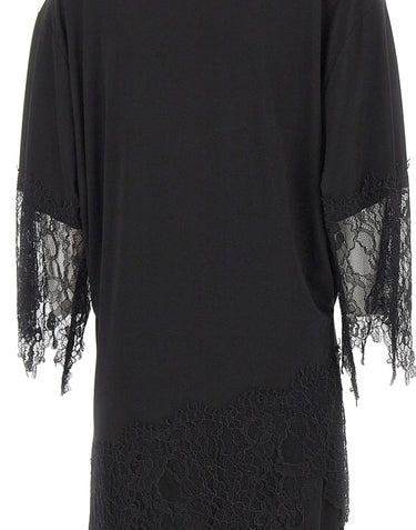 BLUMARINE Abito in jersey con balze in pizzo Chantilly BLACK Donna 
