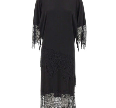 BLUMARINE Abito in jersey con balze in pizzo Chantilly BLACK Donna 