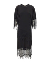 BLUMARINE Abito in jersey con balze in pizzo Chantilly BLACK Donna 
