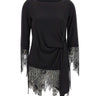 BLUMARINE Tunica in jersey con balze in pizzo BLACK Donna 