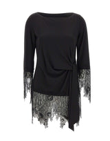 BLUMARINE Tunica in jersey con balze in pizzo BLACK Donna 