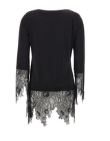 BLUMARINE Tunica in jersey con balze in pizzo BLACK Donna 