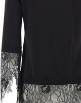 BLUMARINE Tunica in jersey con balze in pizzo BLACK Donna 