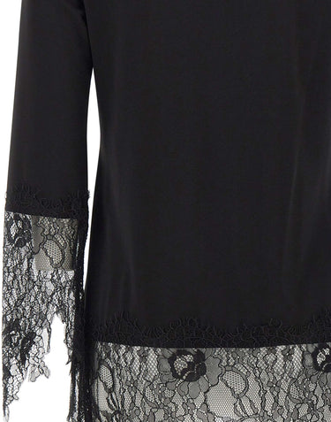 BLUMARINE Tunica in jersey con balze in pizzo BLACK Donna 