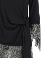 BLUMARINE Tunica in jersey con balze in pizzo BLACK Donna 