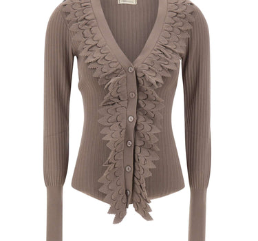 BLUMARINE Cardigan in maglia con ruches GREY Donna 