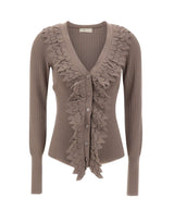 BLUMARINE Cardigan in maglia con ruches GREY Donna 