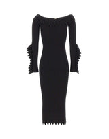 BLUMARINE Abito off-shoulder in maglia con ruches BLACK Donna 