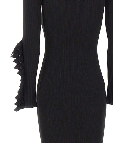 BLUMARINE Abito off-shoulder in maglia con ruches BLACK Donna 