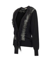 BLUMARINE Cardigan in lana con volant in pizzo BLACK Donna 