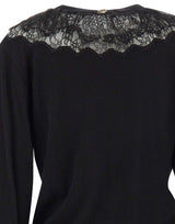 BLUMARINE Cardigan in lana con volant in pizzo BLACK Donna 