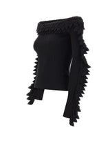 BLUMARINE Maglia a coste con balze smerlate BLACK Donna 