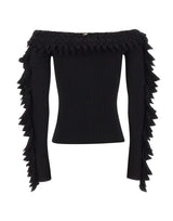 BLUMARINE Maglia a coste con balze smerlate BLACK Donna 