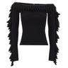 BLUMARINE Maglia a coste con balze smerlate BLACK Donna 