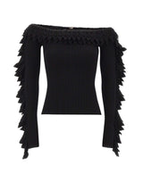 BLUMARINE Maglia a coste con balze smerlate BLACK Donna 