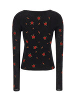 BLUMARINE Maglia in lana con rose ricamate BLACK Donna 