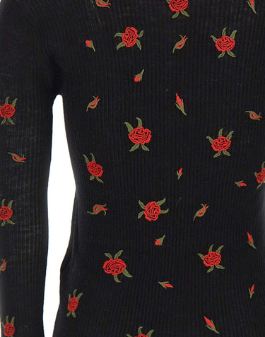 BLUMARINE Maglia in lana con rose ricamate BLACK Donna 