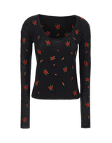 BLUMARINE Maglia in lana con rose ricamate BLACK Donna 