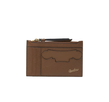 BORSALINO Portacarte in pelle con zip BROWN Donna 