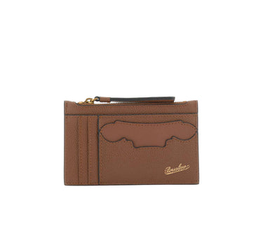 BORSALINO Portacarte in pelle con zip BROWN Donna 