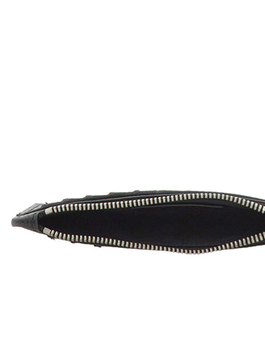 BORSALINO Portacarte in pelle con zip BLACK Donna 