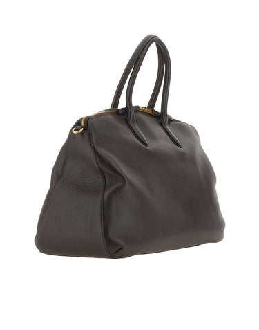 BORSALINO Borsone da weekend in pelle BROWN Donna 