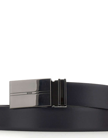 BOSS Cintura in pelle con due fibbie BLACK Uomo 