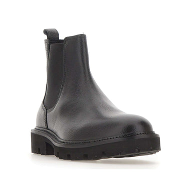BOSS Stivali in pelle martellata BLACK Uomo 