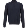 BOSS Maglia mezza zip in lana, seta e cashmere BLUE Uomo 