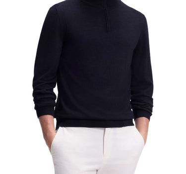 BOSS Maglia mezza zip in lana, seta e cashmere BLUE Uomo 