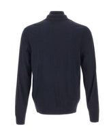 BOSS Maglia mezza zip in lana, seta e cashmere BLUE Uomo 