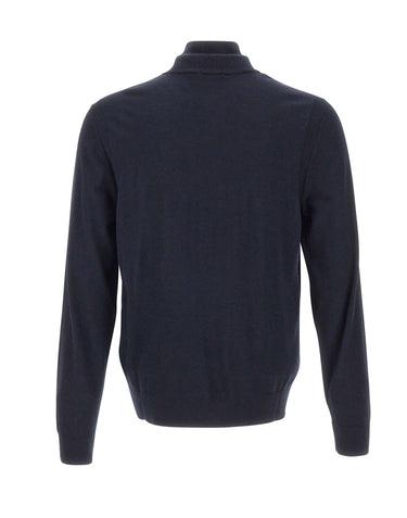 BOSS Maglia mezza zip in lana, seta e cashmere BLUE Uomo 