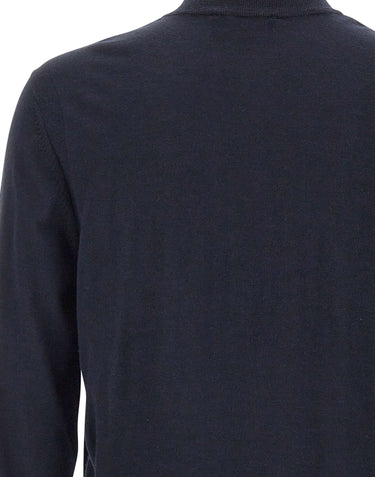 BOSS Maglia mezza zip in lana, seta e cashmere BLUE Uomo 