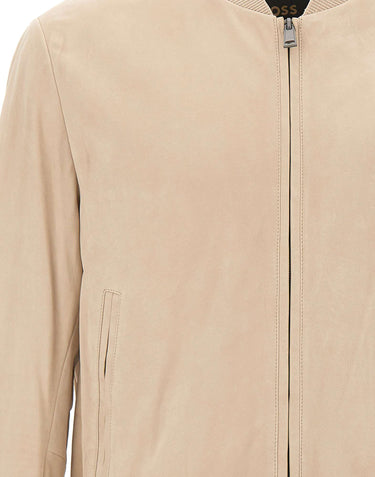 BOSS Giacca in pelle "L-Masic" BEIGE Uomo 