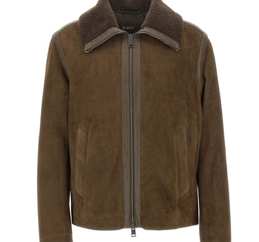 BOSS Giacca stile aviatore in pelle scamosciata BROWN Uomo 