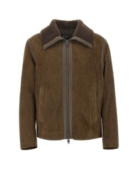 BOSS Giacca stile aviatore in pelle scamosciata BROWN Uomo 