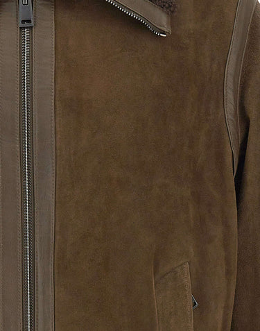 BOSS Giacca stile aviatore in pelle scamosciata BROWN Uomo 