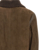 BOSS Giacca stile aviatore in pelle scamosciata BROWN Uomo 