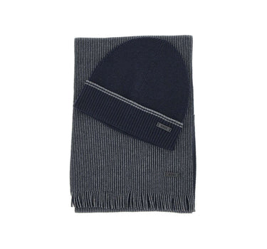 BOSS Set berretto e sciarpa "Fortuno" BLUE Uomo 