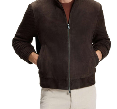BOSS Giacca in pelle scamosciata BROWN Uomo 