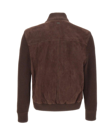 BOSS Giacca in pelle scamosciata BROWN Uomo 