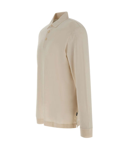BOSS Polo in misto cotone e cashmere WHITE Uomo 