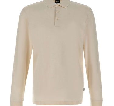 BOSS Polo in misto cotone e cashmere WHITE Uomo 