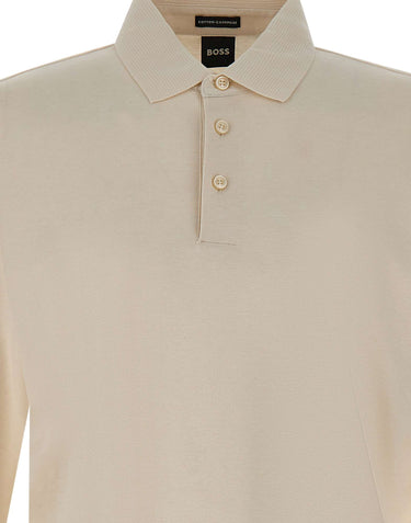 BOSS Polo in misto cotone e cashmere WHITE Uomo 