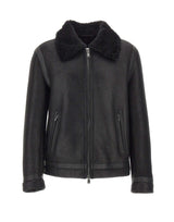 BOSS Giacca in pelle con collo in shearling BLACK Uomo 