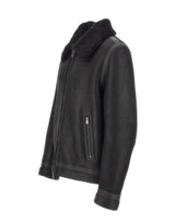 BOSS Giacca in pelle con collo in shearling BLACK Uomo 